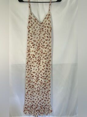 Butterfly Print Cream Maxi dress